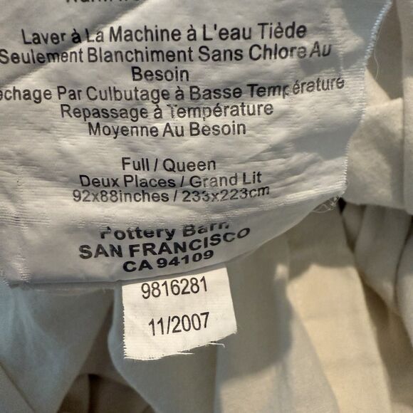 Pottery Barn Harland Linen Cotton Duvet 2007 Ruffles Button Country Cottage Cozy - Picture 5 of 6